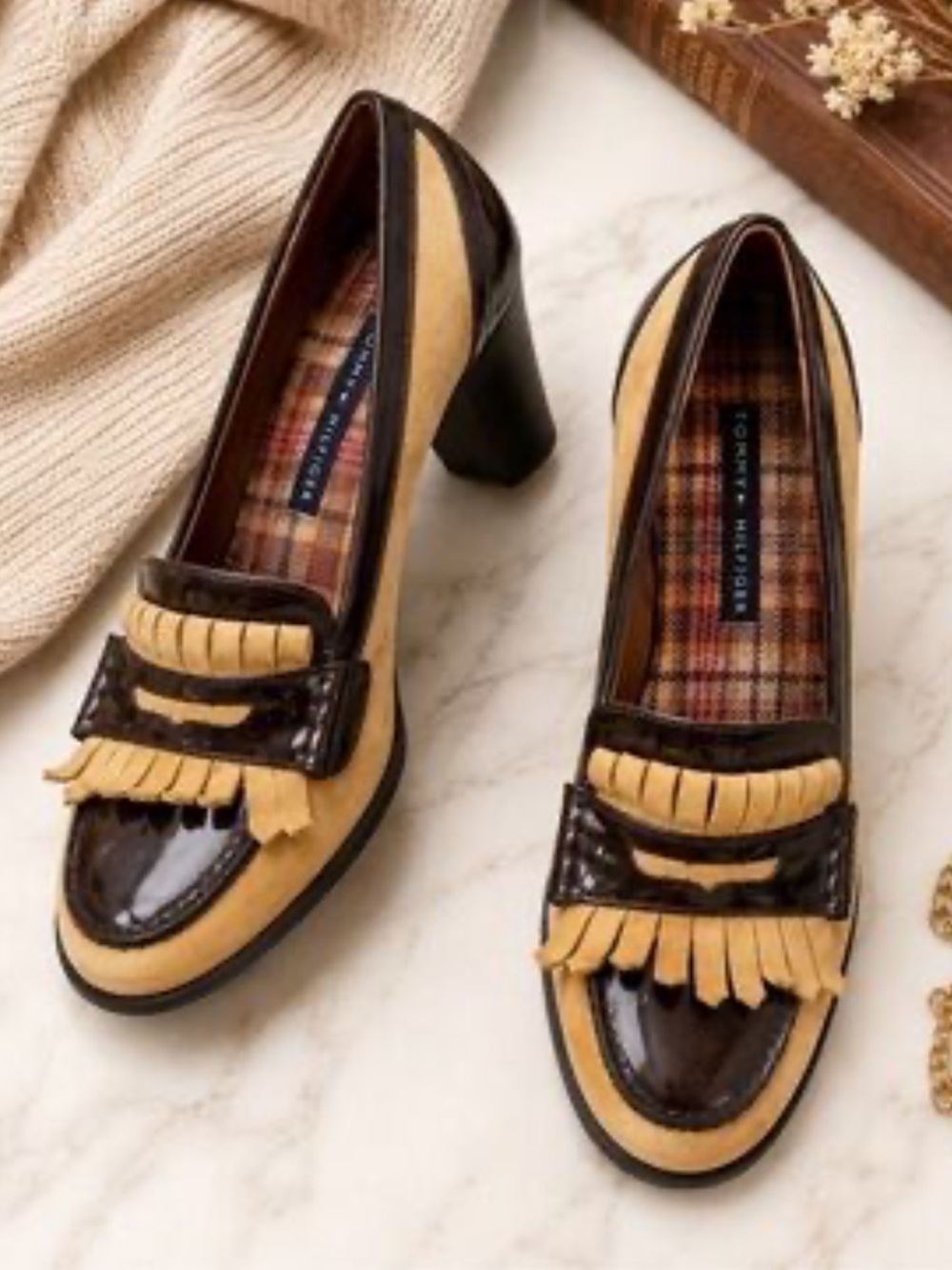 Tommy Hilfiger Vintage Kiltie Stacked Heel Loafer Size 7
